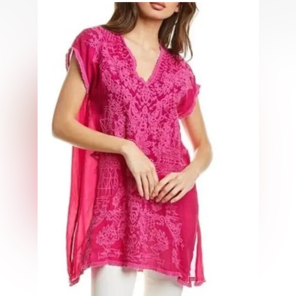 Johnny Was Pink Embellished Tunic size XS